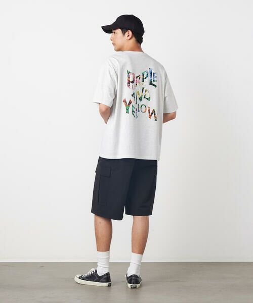 Purple&Yellow / パープルアンドイエロー Tシャツ | バックウェーブプリント 半袖Tシャツ | 詳細10