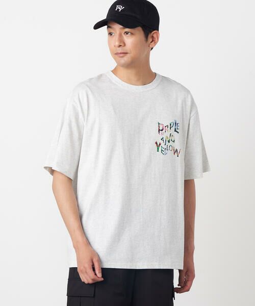 Purple&Yellow / パープルアンドイエロー Tシャツ | バックウェーブプリント 半袖Tシャツ | 詳細12