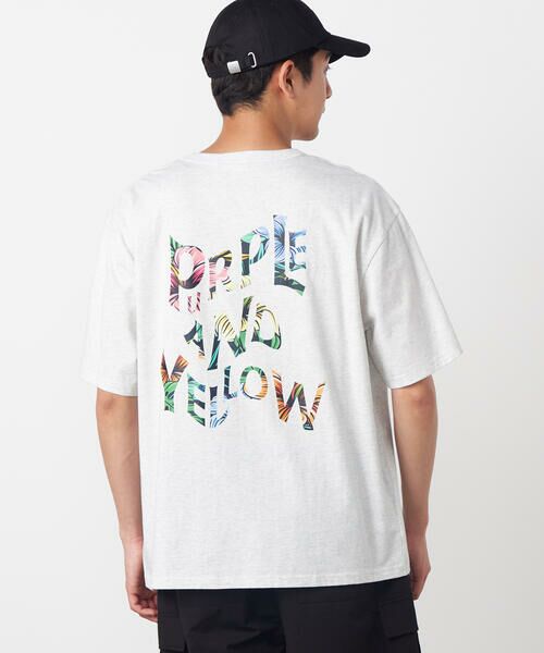 Purple&Yellow / パープルアンドイエロー Tシャツ | バックウェーブプリント 半袖Tシャツ | 詳細13