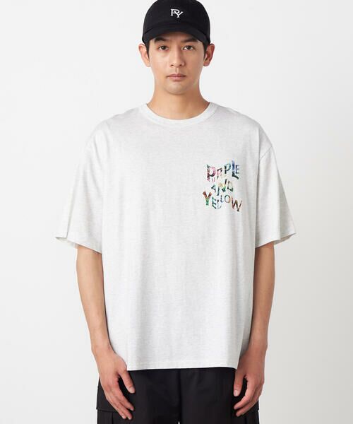 Purple&Yellow / パープルアンドイエロー Tシャツ | バックウェーブプリント 半袖Tシャツ | 詳細14