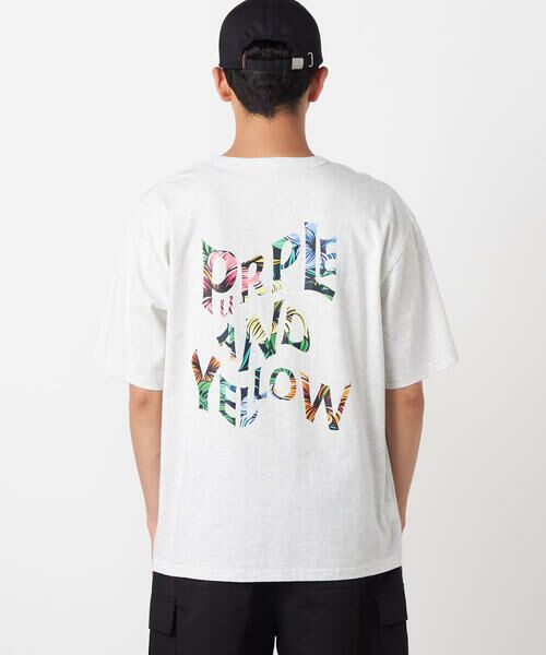 Purple&Yellow / パープルアンドイエロー Tシャツ | バックウェーブプリント 半袖Tシャツ | 詳細16