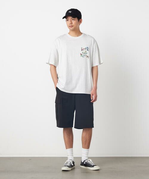 Purple&Yellow / パープルアンドイエロー Tシャツ | バックウェーブプリント 半袖Tシャツ | 詳細7