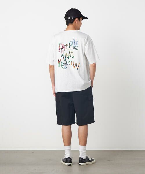 Purple&Yellow / パープルアンドイエロー Tシャツ | バックウェーブプリント 半袖Tシャツ | 詳細9