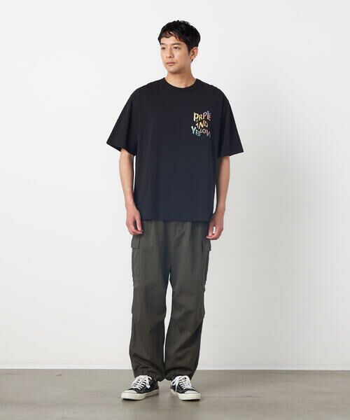 Purple&Yellow / パープルアンドイエロー Tシャツ | バックウェーブプリント 半袖Tシャツ | 詳細19