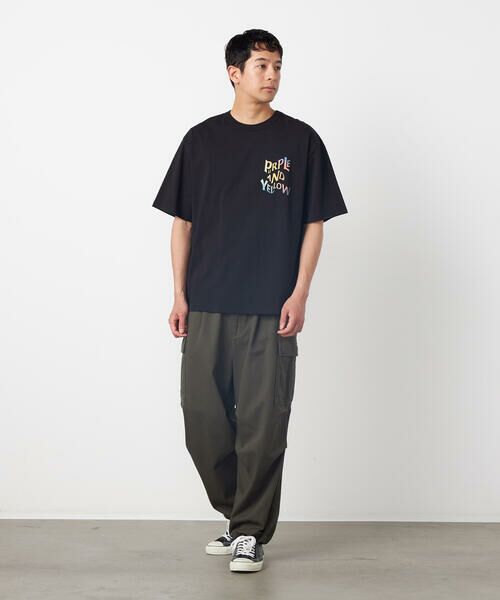 Purple&Yellow / パープルアンドイエロー Tシャツ | バックウェーブプリント 半袖Tシャツ | 詳細20