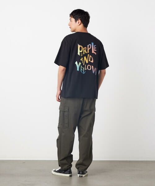 Purple&Yellow / パープルアンドイエロー Tシャツ | バックウェーブプリント 半袖Tシャツ | 詳細21