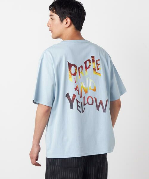 Purple&Yellow / パープルアンドイエロー Tシャツ | バックウェーブプリント 半袖Tシャツ | 詳細28