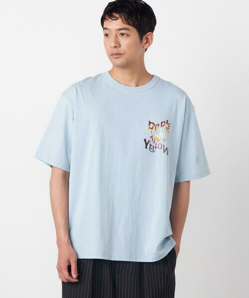 Purple&Yellow / パープルアンドイエロー Tシャツ | バックウェーブプリント 半袖Tシャツ | 詳細29