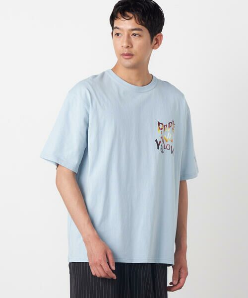 Purple&Yellow / パープルアンドイエロー Tシャツ | バックウェーブプリント 半袖Tシャツ | 詳細30