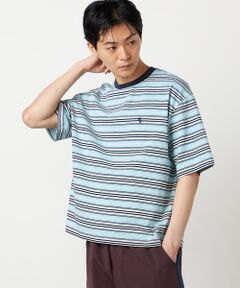 Purple&Yellow / パープルアンドイエロー Tシャツ | マルチボーダー Tシャツ