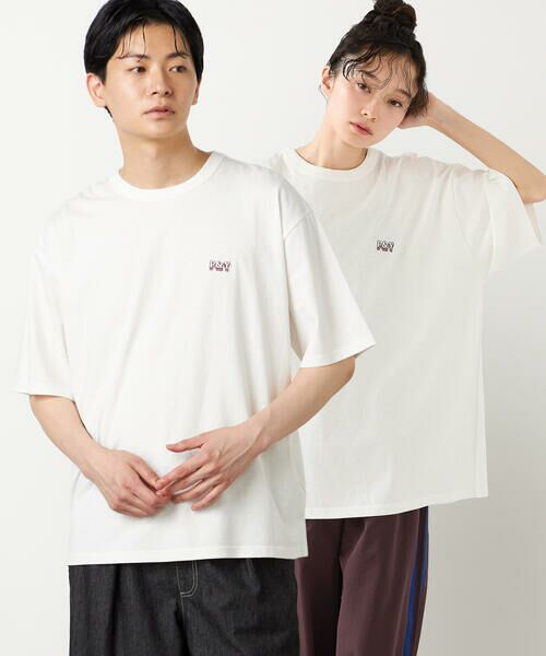Purple&Yellow / パープルアンドイエロー Tシャツ | ワンポイントロゴ刺繍 半袖Tシャツ(ホワイト)
