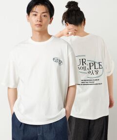 Purple&Yellow / パープルアンドイエロー Tシャツ | バックロゴ刺繍 半袖Tシャツ