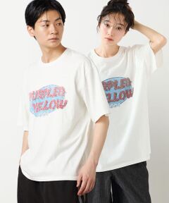 Purple&Yellow / パープルアンドイエロー Tシャツ | カスレロゴプリント フロスト半袖Tシャツ