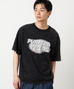 Purple&Yellow / パープルアンドイエロー Tシャツ | カスレロゴプリント フロスト半袖Tシャツ