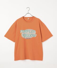 Purple&Yellow / パープルアンドイエロー Tシャツ | カスレロゴプリント フロスト半袖Tシャツ
