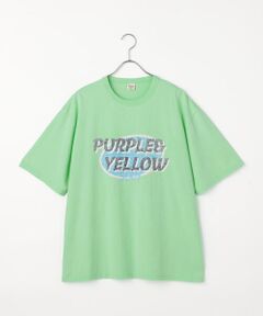 Purple&Yellow / パープルアンドイエロー Tシャツ | カスレロゴプリント フロスト半袖Tシャツ