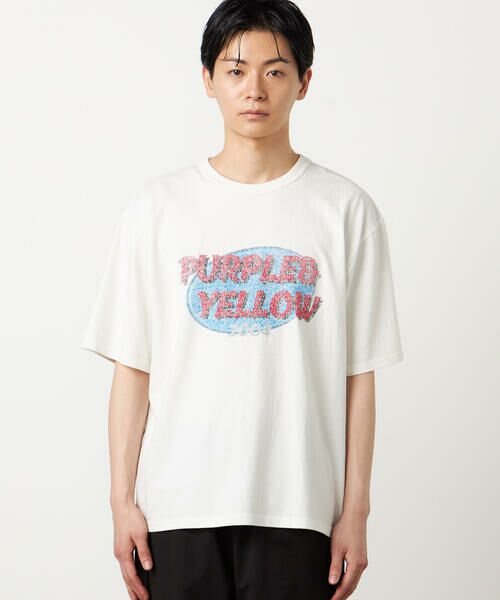 Purple&Yellow / パープルアンドイエロー Tシャツ | カスレロゴプリント フロスト半袖Tシャツ | 詳細9