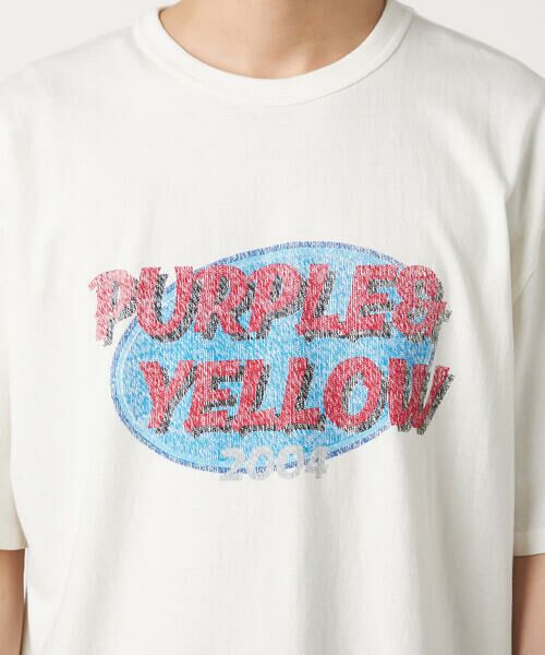 Purple&Yellow / パープルアンドイエロー Tシャツ | カスレロゴプリント フロスト半袖Tシャツ | 詳細15