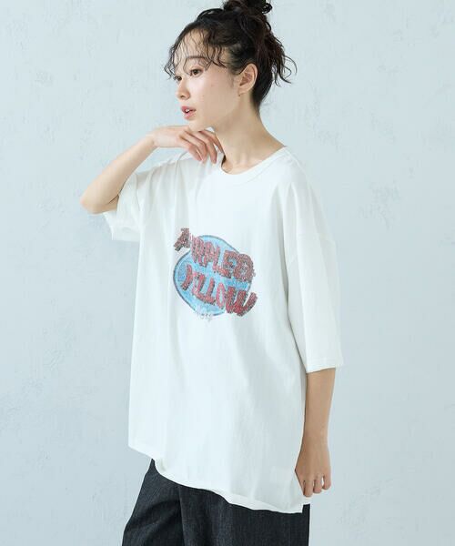 Purple&Yellow / パープルアンドイエロー Tシャツ | カスレロゴプリント フロスト半袖Tシャツ | 詳細8