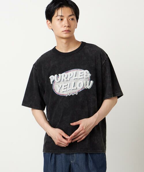 Purple&Yellow / パープルアンドイエロー Tシャツ | カスレロゴプリント フロスト半袖Tシャツ | 詳細19