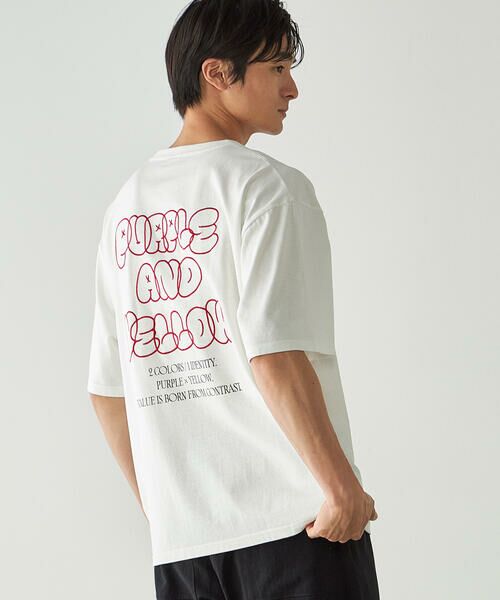 Purple&Yellow / パープルアンドイエロー Tシャツ | バック刺繍 半袖Tシャツ | 詳細5