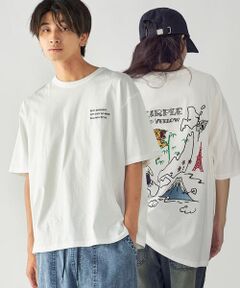 Purple&Yellow / パープルアンドイエロー Tシャツ | スーベニア刺繍 半袖Tシャツ