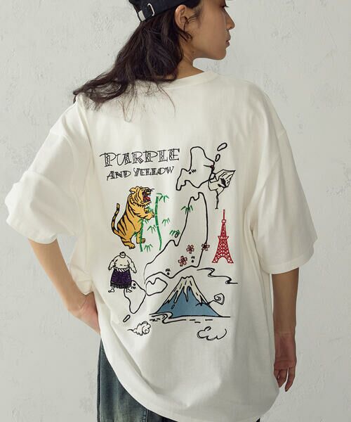 Purple&Yellow / パープルアンドイエロー Tシャツ | スーベニア刺繍 半袖Tシャツ | 詳細11