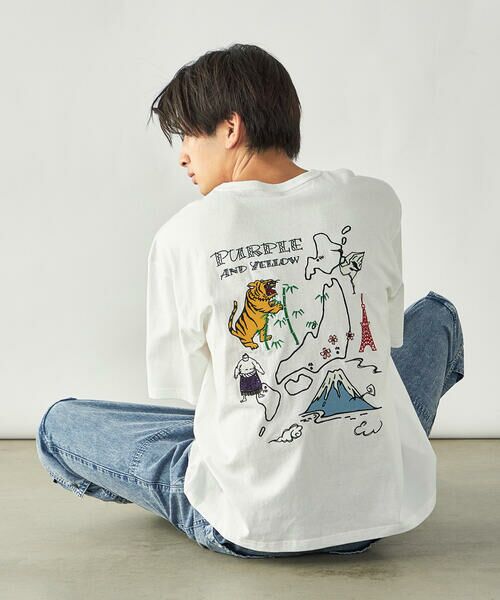Purple&Yellow / パープルアンドイエロー Tシャツ | スーベニア刺繍 半袖Tシャツ | 詳細4