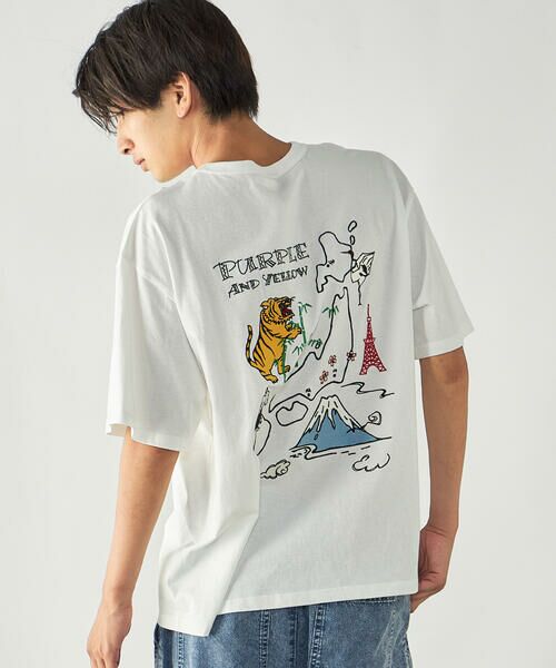 Purple&Yellow / パープルアンドイエロー Tシャツ | スーベニア刺繍 半袖Tシャツ | 詳細5