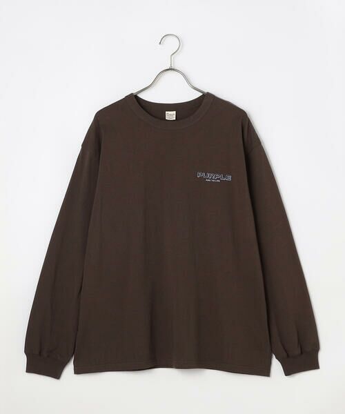 Purple&Yellow / パープルアンドイエロー Tシャツ | バックプリント 長袖Tシャツ（ダークブラウン）