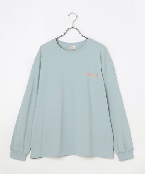 Purple&Yellow / パープルアンドイエロー Tシャツ | バックプリント 長袖Tシャツ（サックス）