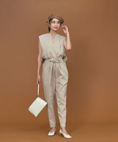 qualite / カリテ サロペット・オールインワン | コットンリネンウエストリボンオールインワン