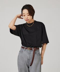 【three dots】シルキーペーパーコットンT