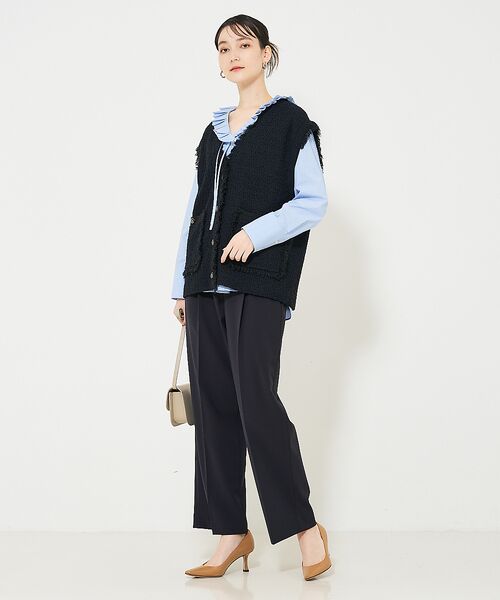 qualite / カリテ シャツ・ブラウス | Vネックプリーツカラーブラウス | 詳細4