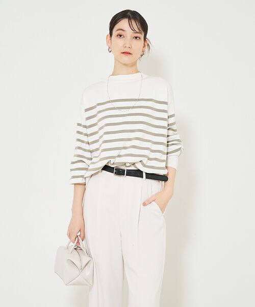 qualite/カリテ コットンストレッチハイネックニット グレージュ F qualite/カリテ コットンストレッチハイネックニット グレージュ F