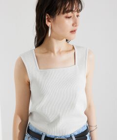 qualite / カリテ キャミソール・チューブトップ | ラメスクエアノースリーブニット