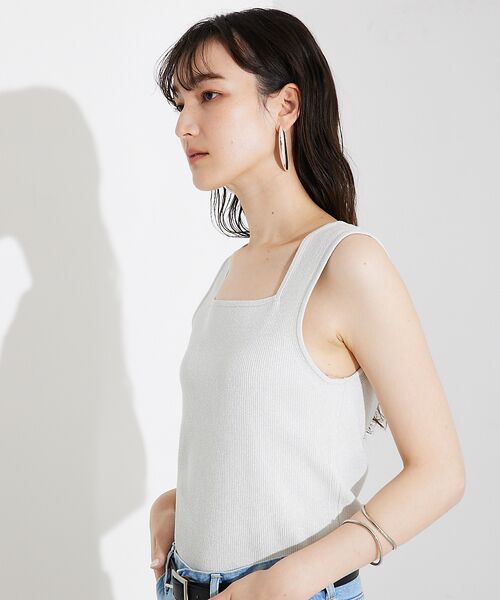 qualite / カリテ キャミソール・チューブトップ | ラメスクエアノースリーブニット | 詳細11