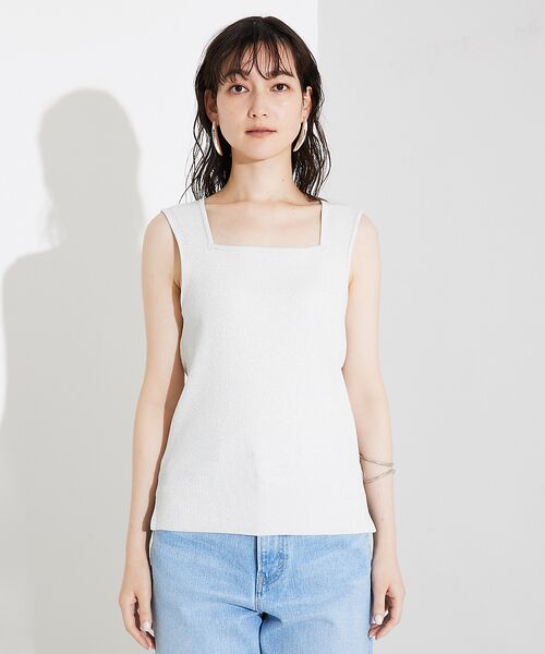 qualite / カリテ キャミソール・チューブトップ | ラメスクエアノースリーブニット | 詳細4