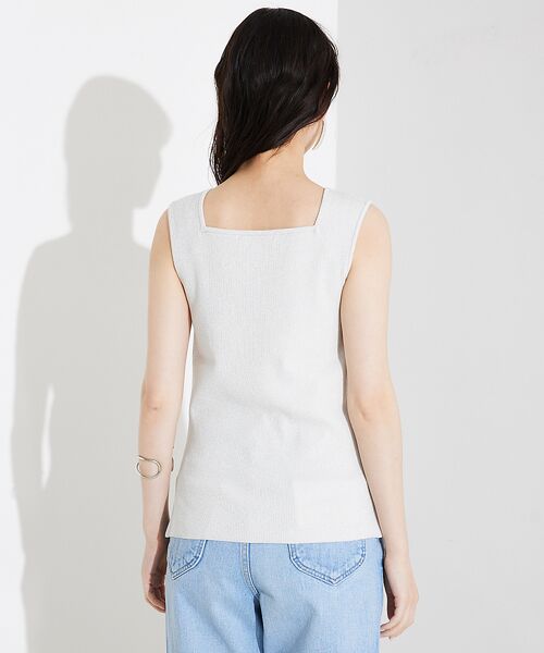 qualite / カリテ キャミソール・チューブトップ | ラメスクエアノースリーブニット | 詳細6
