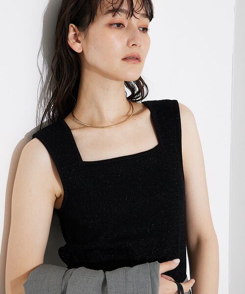 qualite / カリテ キャミソール・チューブトップ | ラメスクエアノースリーブニット | 詳細14