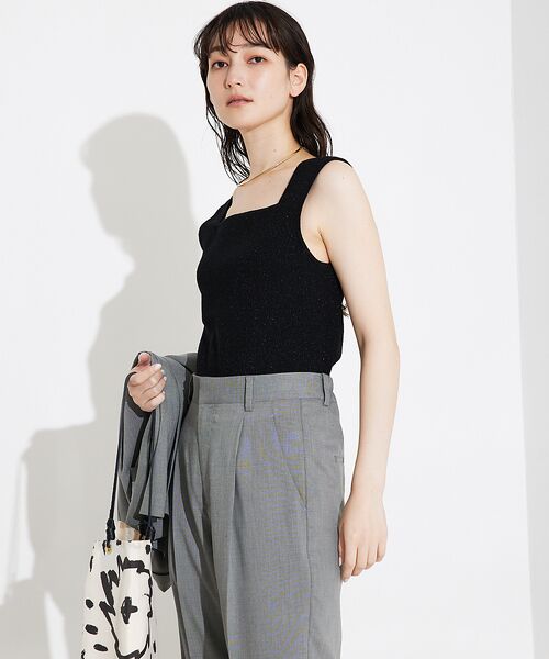 qualite / カリテ キャミソール・チューブトップ | ラメスクエアノースリーブニット | 詳細15