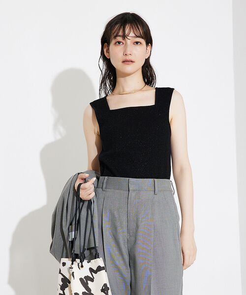 qualite / カリテ キャミソール・チューブトップ | ラメスクエアノースリーブニット | 詳細19