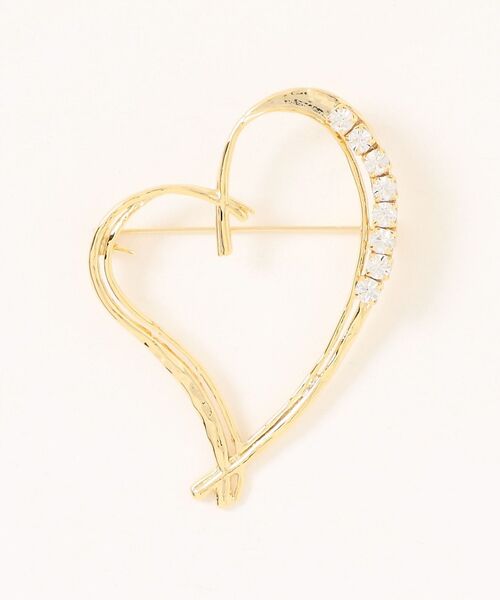 qualite / カリテ 服飾小物 | ラインストーンハートブローチ（ゴールド）