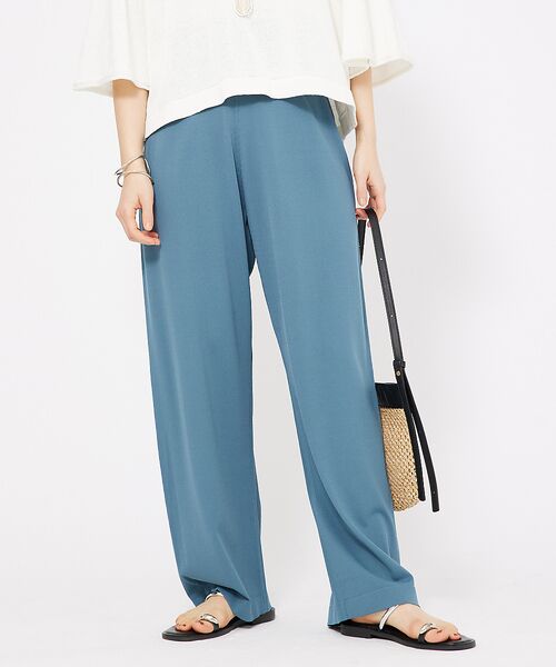 qualite/カリテ レーヨンストレッチストレートパンツ グリーン 36 qualite/カリテ レーヨンストレッチストレートパンツ グリーン 36