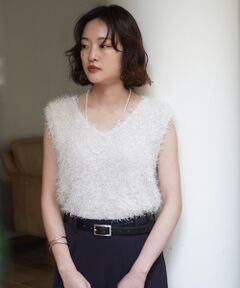 qualite / カリテ ベスト | ラメシャギーニットベスト