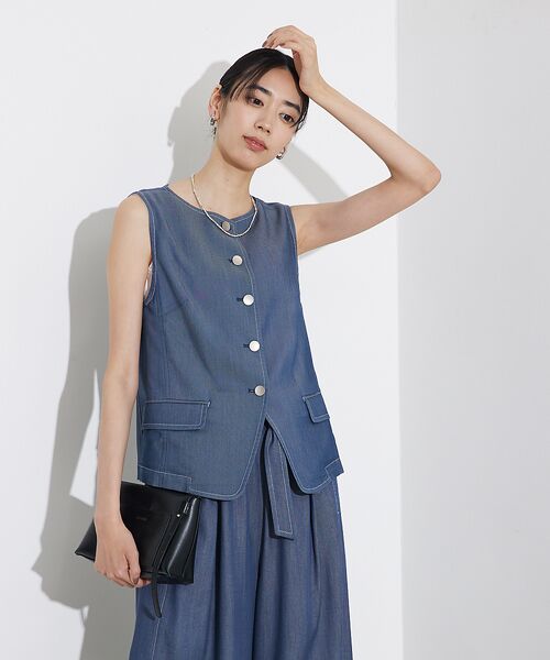 qualite / カリテ キャミソール・チューブトップ | テンセルデニムノースリーブ | 詳細12