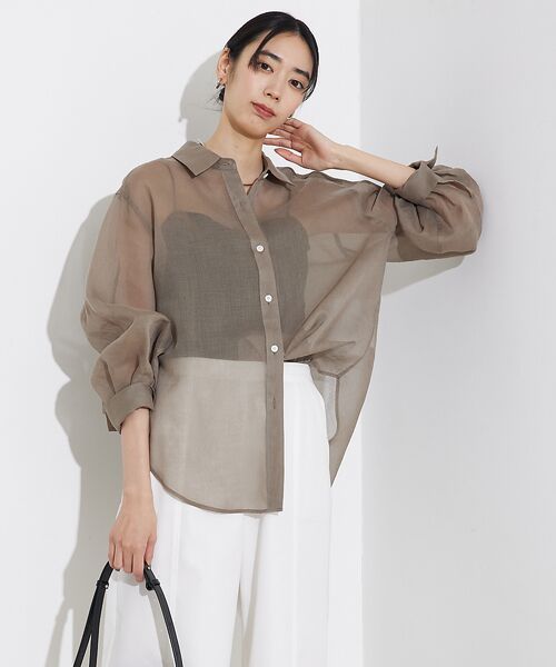 qualite / カリテ シャツ・ブラウス | ソフトオーガンジーシアーシャツ | 詳細18