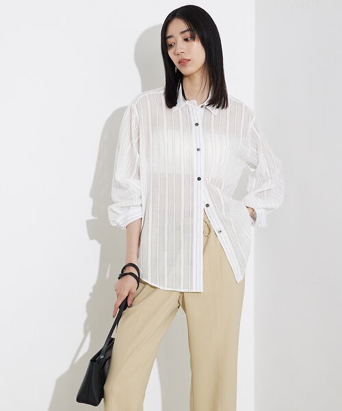 qualite / カリテ シャツ・ブラウス | オーガンジーストライプシャツ | 詳細4