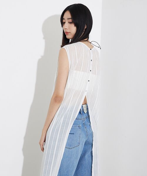 qualite / カリテ シャツ・ブラウス | オーガンジーストライプロングブラウス | 詳細12