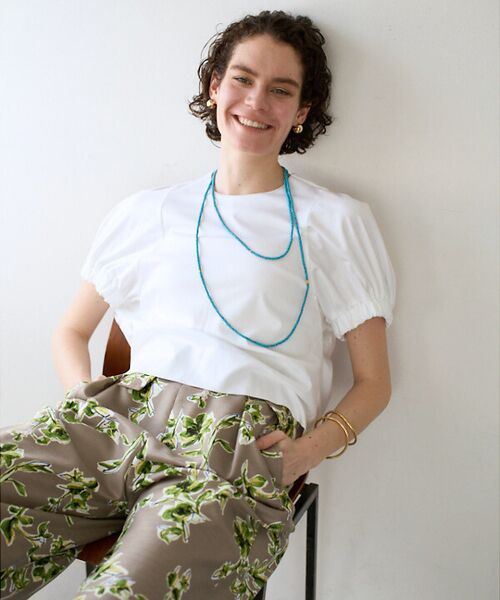 qualite/カリテ 袖ギャザーカットTOP オフホワイト F qualite/カリテ 袖ギャザーカットTOP オフホワイト F